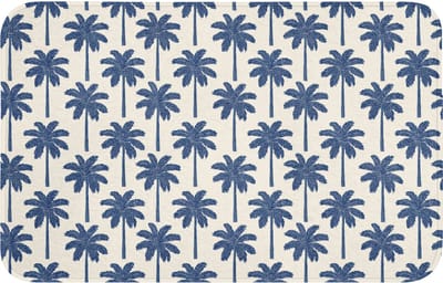 WC mat 80x50 cm - Antislip - Symmetrisch - Palm - Blauw - Toiletmat - Vloermat - Douchemat - Toilet tapijt - Toiletmatten