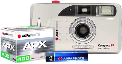 AgfaPhoto Set Analog 603020 – Herbruikbare analoge camera met motor – Film en batterij inbegrepen