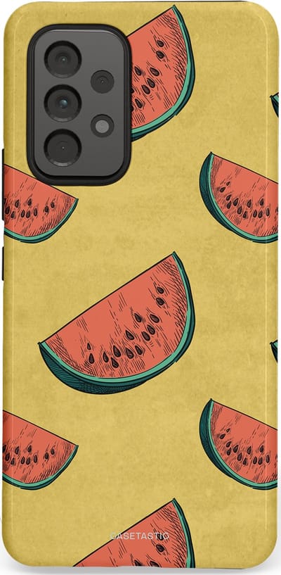 Casetastic Hoesje Geschikt voor Samsung A53 - Stijlvolle Beschermende Duo-layer Case - Retro Meloengeel