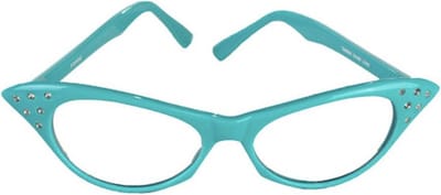Cat Eye Rhinestone Bril Turquoise