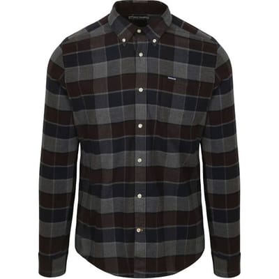 Barbour Valley Overhemd Ruit Antraciet Bruin - Maat XXL - Heren - Overhemden Casual