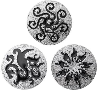 Quiges - Chunk 18mm Click Button Drukknoop Set van 3 Stuks Zilverkleurig Symbool Draak - EBCMSET008