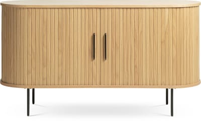 Olivine Lenn Sideboard Naturel - Hout - Dressoir - met Schuifdeuren - Verstelbare Planken - Ovaal - Modern - Opbergkast - 140 x 45 x 76 cm