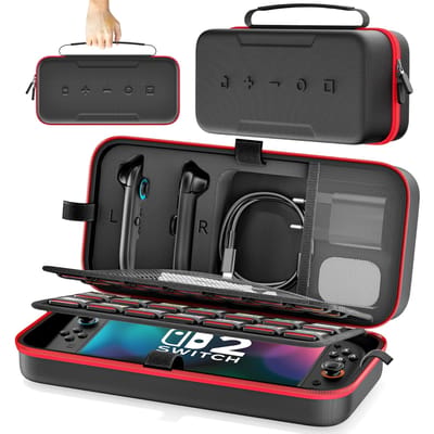 Duurzame beschermhoes voor console Reistas Zwart/Rood voor accessoires Consolekoffer, Game Organizer, Harde gamingkoffer, Switch-accessoires, Controller-tas, Nylon koffer, Opbergruimte voor voeding