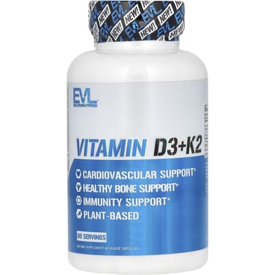 EVLution Nutrition, Vitamine D3 + K2, 60 Plantaardige Capsules