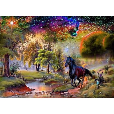 5D DIY diamant schilderij bos paard borduurwerk mozaïek kruissteek strass decoratie 20X30CM beige