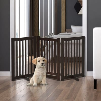 Mivray Hondenhek – Vrijstaand En Opvouwbaar – 155 X 76 Cm – MDF – Donkerbruin – Voor Kleine En Middelgrote Honden – Met Middendeur