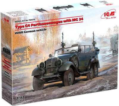 ICM Modelbouwpakket Auto - 72473 Type G4 Partisanenwagen with MG 34 WWII German vehicle Plastic - 1:72 - Modelbouw