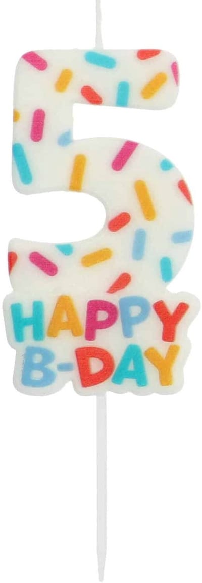 Folat - Kaars cozy sprinkles cijfer 5 - 7 cm