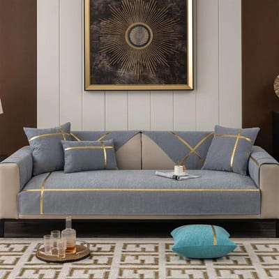 Nieuw Goudrand Bankkussen Universele Vier Seizoenen Hoes Stof Zitkussen Huishouden Modern Eenvoudig Antislip Bankhanddoek 70x70cm 1pcs