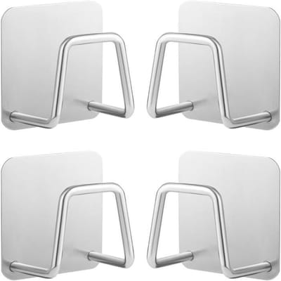 AIEX 4 Pièces Porte-Éponge, Adhésif Porte Éponge Évier Cuisine Étanche Antirouille Savon Porte Éponge Évier INOX pour Cuisine [240]