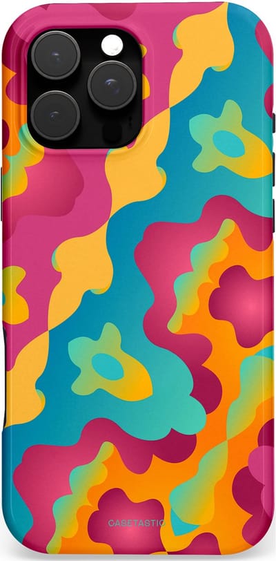 Casetastic hoesje geschikt voor Apple iPhone 16 Pro Max - MagSafe - Dubbellaagse bescherming - Vlektastisch - Fashion Case - Roze Petrol Goud Oranje