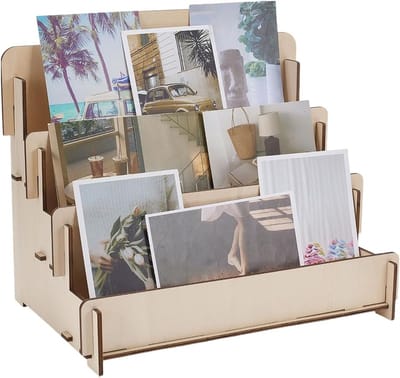 3-Laags Houten Display Standaard voor Wenskaarten, Verzamelkaarten en Foto's
