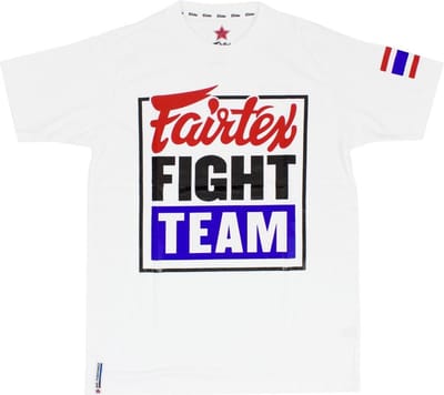 Fairtex TST51 Fight Team T-Shirt - Wit - opdruk rood/zwart/blauw - maat XL