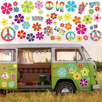 Dailygoods- Bloemenstickers Waterdicht - Auto Stickers - Raamstickers - Decoratie - Uniek Ontwerp - Geschikt voor Auto en Interieur - Autostickers