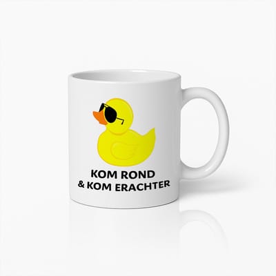 Grappige Rubber Eend Koffiemok – 'Kom Rond & Kom Erachter' – Stoer Cadeau met Eendje met Zonnebril