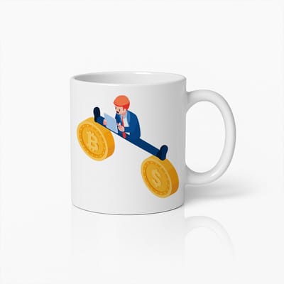 Cryptocurrency Zaken Beker – Grappig Bitcoin vs Dollar Wipwap Ontwerp voor Financiële & Crypto Liefhebbers – 330ml Keramische Mok