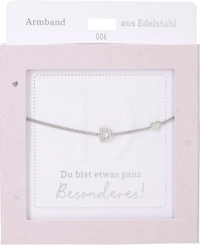 Depesche armband zilver met D-hanger en hartje - vriendschapssieraad.