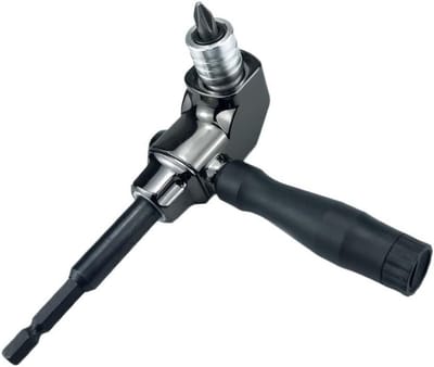 Rechthoekige schroefmachine adapter Snel ontkoppelen rechthoek aandrijving gereedschap 1/4 inch zeshoek Snel ontkoppelen 90 graden zelfvergrendelende boor klem Zwart(a)