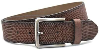 Heren Riem volnerf Leer Bruin - 4 cm Breed - Broekriem - Nette Riem - jeans riem - pantalon riem snake print - Maat: 95 / Totale lengte riem 110 cm - Echt Leer