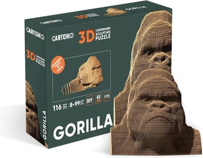 CARTONIC- Gorilla- 3D Puzzel-Speelgoed- Puzzel-DIY- Creatief- Karton- Kinderen en volwassen- 3D- puzzel