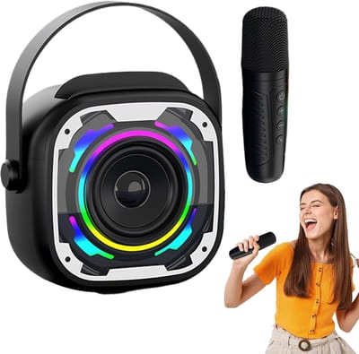 Set van microfoon en luidsprekers, karaoke-machines voor kinderen met microfoon, subwoofer, draagbare PA-systemen, boombox voor buiten, opnameapparatuur voor volwassenen en kinderen