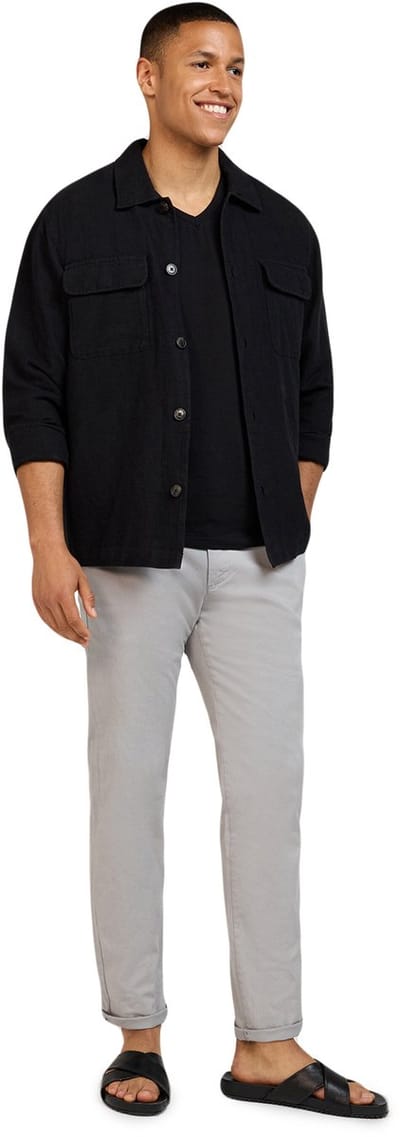 WOTEGA Heren Chinobroek CloudFit – Regular Fit – Katoen Stretch – Lichtgrijs – Koordsluiting