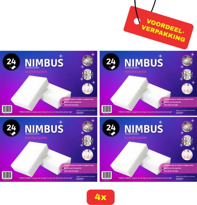 4x NIMBUS Wonderspons 4x 24 stuks - Melamine Spons - Extra Dik - Voordeelverpakking!