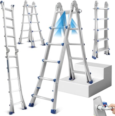 Multifunctionele Aluminiumladder 513 cm - 3-in-1 Telescoopladder voor Binnen en Buiten