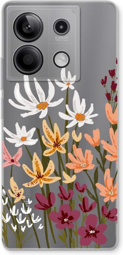 Case Company® - Hoesje geschikt voor Xiaomi Redmi Note 13 5G hoesje - Painted wildflowers - Soft Cover Telefoonhoesje - Bescherming aan alle Kanten en Schermrand