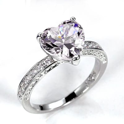 Sterling Roze Hartringen Dames Briljante Kubieke Zirconia Bruiloft Feestringen Eenvoudige Stijlvolle Dames Accessoires 8 white