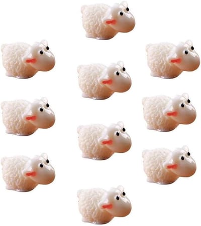 10 stuks miniatuurfiguren voor poppenhuis, bonsai, tuin, microlandschap, feeëntuindecoratie (schaap)
