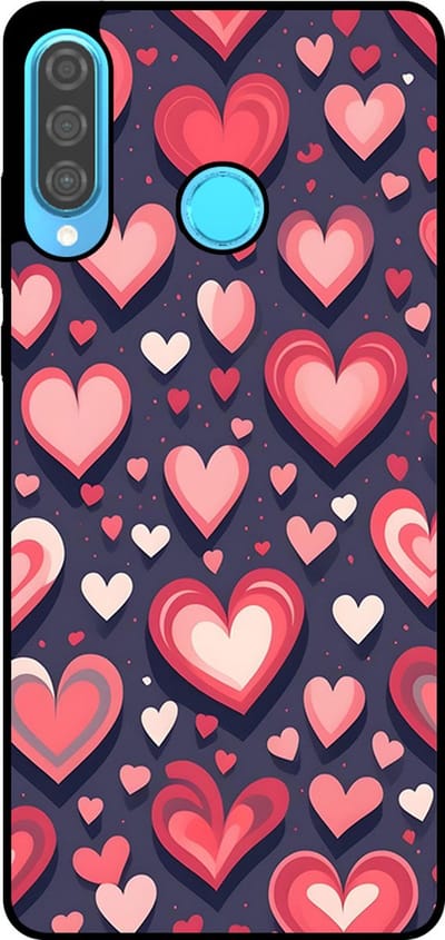 Smartphonica Telefoonhoesje Geschikt voor Huawei P30 Lite met Hartjes Opdruk - TPU Backcover Case With Heart Design geschikt voor Huawei P30 Lite