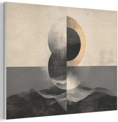 Akoestisch wandpaneel 40x30 cm - Vilt schilderij Cirkels - Schaduw - Abstract - Akoestische panelen - Geluidsdempende wanddecoratie - Geluidsisolatie woonkamer - Muurdecoratie geluidspanelen