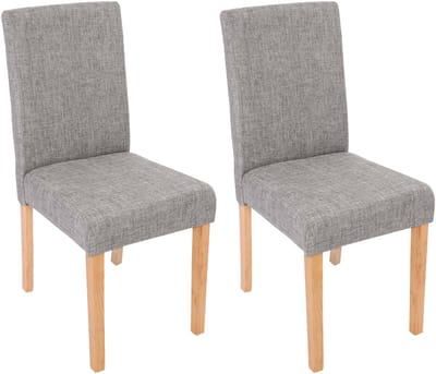 Set van 2 eetkamerstoelen Keukenstoel Littau ~ textiel, grijs, lichte poten