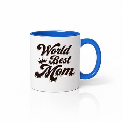 World’s Best Mom Koffiemok - Persoonlijk Moederdag Cadeau - Keramiek - Blauw/Wit