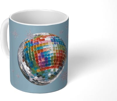 Mok - Koffiemok - Discobal - Glinsterende sterren - Regenboog - Mokken - 350 ML - Beker - Koffiemokken - Theemok