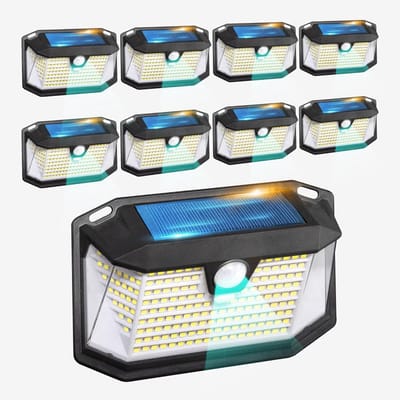 Set van 8 Solar Buitenlampen met Bewegingssensor - Extra Fel LED Verlichting Tuin
