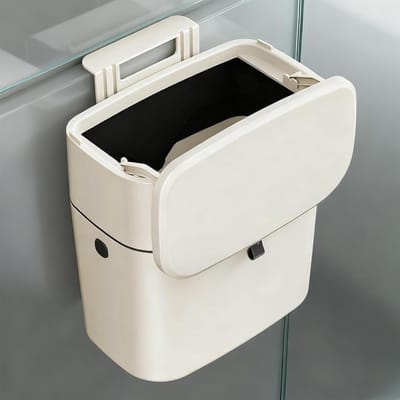 FARYODI Vuilnisemmer, hangend met deksel, 7 liter, hangende vuilnisemmer, keuken, vuilnisbak, hangend, wandmontage, voor camper, badkamer, huis, kantoor