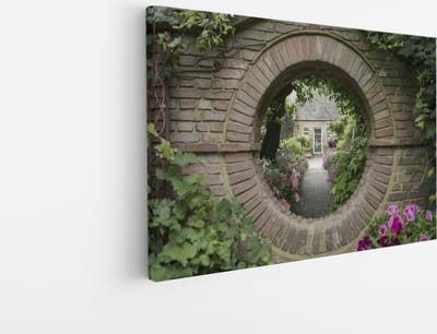 Saammp Canvas Schilderij - bloementuin - Natuur - Doorkijk - 45x30 - Foto op canvas - Wanddecoratie - Muurdecoratie Woonkamer - Slaapkamer decoratie - Canvas Print