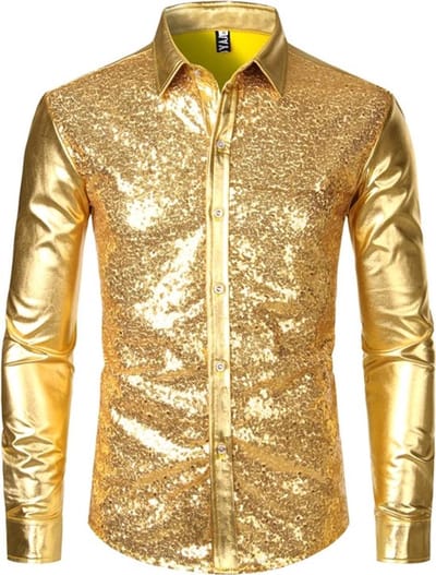 Heren overhemd glitter and glamour - Feest - Goud - Shirt - Party - Carnaval