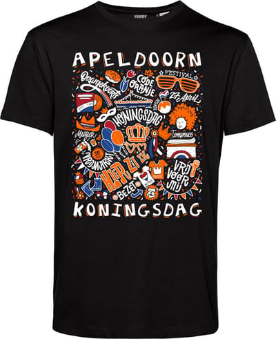 T-shirt Apeldoorn Oranjekoorts | Zwart | maat XS