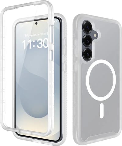 Hoesje met Ingebouwde Screenprotector Geschikt voor Samsung Galaxy S25 Plus - Compatibel met MagSafe / Qi2 - Full Protect - Schokbestendige Beschermhoes - Case Matte Transparant