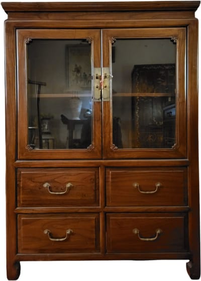 Fine Asianliving Chinese Boekenkast Bruin met Lades B82xD48xH115cm Chinese Meubels Oosterse Kast