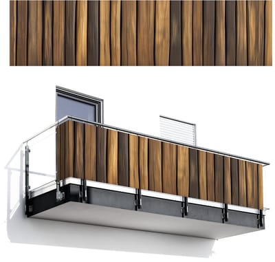 Balkonscherm 500x120 cm - Balkonposter Hout - Planken - Natuurtinten - Balkon scherm decoratie - Balkonschermen - Balkondoek zonnescherm
