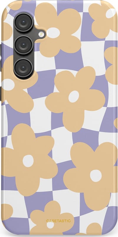 Casetastic hoesje geschikt voor Samsung Galaxy S23 FE - Dubbellaagse bescherming - Madeliefjes feest - Fashion Case - Zand Wit Lila Zilver