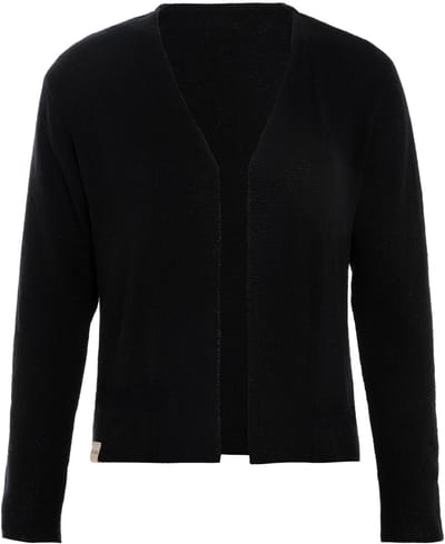 Knit Factory Ella Gebreid Vest - Gebreide dames cardigan - Dames zomervest - Kort vest op heuphoogte - Damesvest gemaakt uit 50% katoen en 50% acryl - Zwart - 36/38