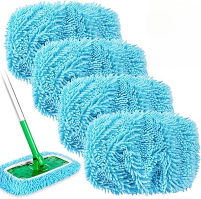 Geschikt voor Swiffer Sweeper Mop en Sweep & Mop Deluxe Wet Pad navullingen - Droge veegdoeken Geschikt voor het dweilen en reinigen van vloeren - Extra sterke navullingen Geschikt voor huisdieren, verbeterde herbruikbare (4-pack)