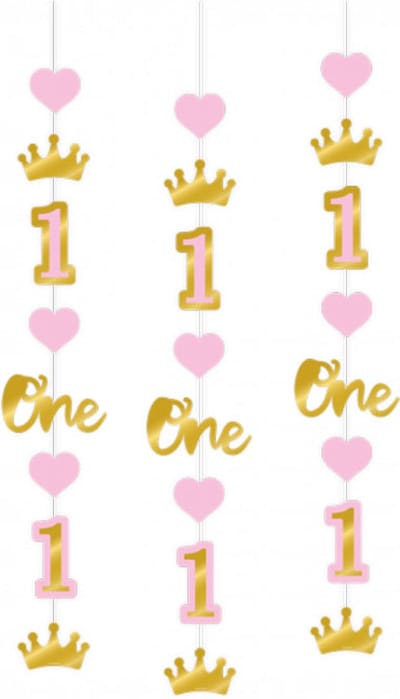 Hanging decoration - First birthday girl (3pcs)