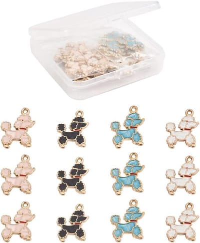 Poedel Hangers - Hond Charms - Sieraden Maken - Emaille Afwerking - 21x16.5mm - Goud